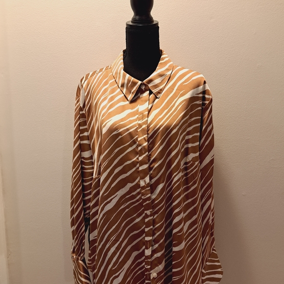 📌Sz XXL | Tan/Cream Long Sleeve Top | a new day - Picture 8 of 13